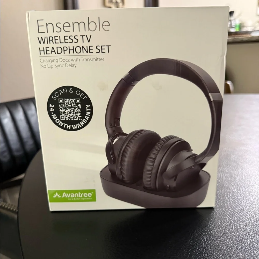Black Wireless TV Headphone Set